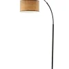 Floor Lamps-Kirkland's Home Burlap Arc Floor Lamp Tan