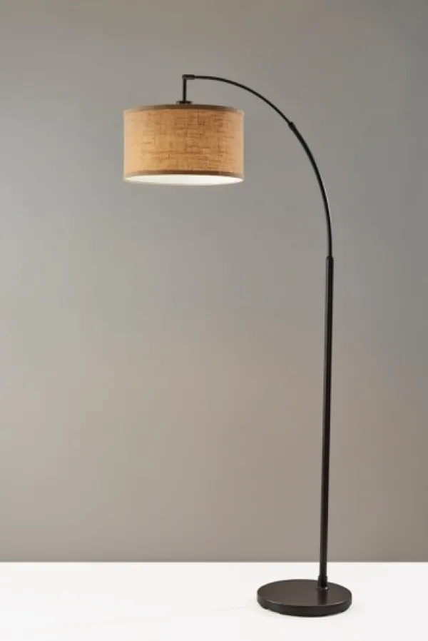 Floor Lamps-Kirkland's Home Burlap Arc Floor Lamp Tan