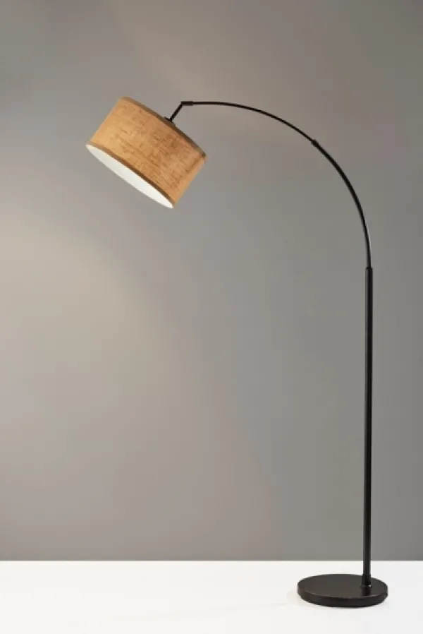 Floor Lamps-Kirkland's Home Burlap Arc Floor Lamp Tan