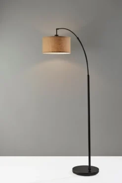 Floor Lamps-Kirkland's Home Burlap Arc Floor Lamp Tan