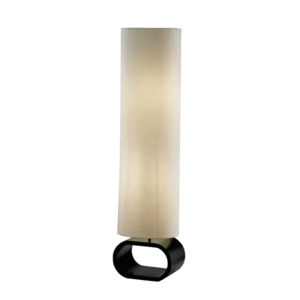 Floor Lamps-Kirkland's Home Burlap Shade Black Oval Base Daniel Floor Lamp Tan