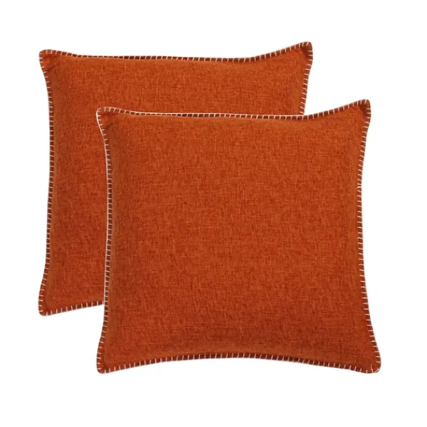 Pillows-Kirkland's Home Burnt Chunky Weave Pillows, Set Of 2 Orange