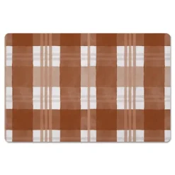 Kitchen & Floor Mats-Kirkland's Home Burnt Orange Plaid Harvest Floor Mat Orange/White