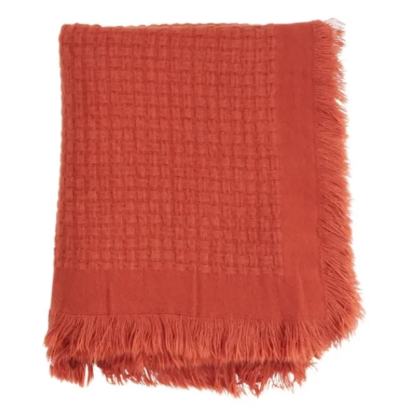 Blankets & Throws-Kirkland's Home Burnt Waffle Weave Throw Blanket Orange