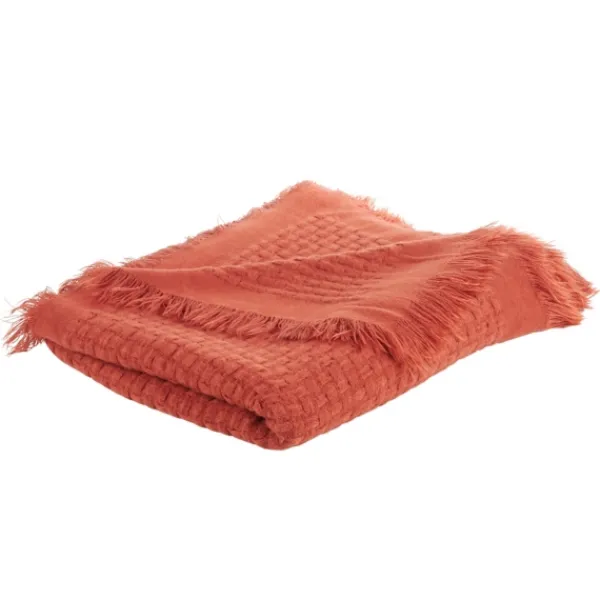 Blankets & Throws-Kirkland's Home Burnt Waffle Weave Throw Blanket Orange