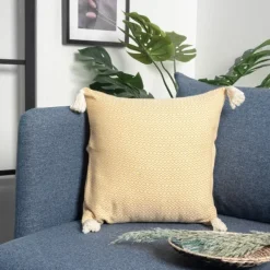 Pillows-Kirkland's Home Buttercup Chevron Organic Cotton Throw Pillow Yellow