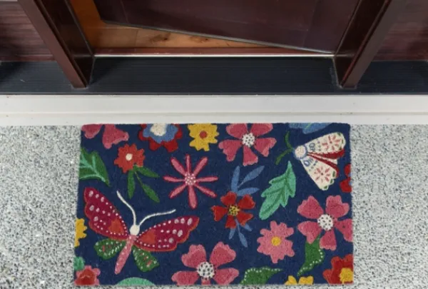 Doormats-Kirkland's Home Butterfly Blooms Doormat Blue/Pink