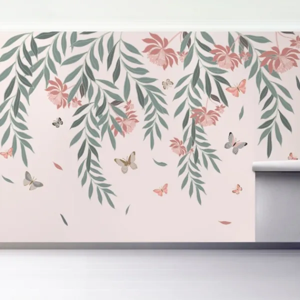 Wall Murals & Wall Decals-Kirkland's Home Butterfly Garden Peel And Stick Wall Mural Pink/Green