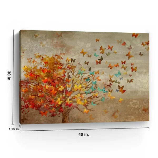 Canvas Art-Kirkland's Home Butterfly Tree Giclee Canvas Art Print, 40X30 In. Multi