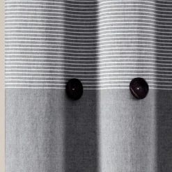 Shower Curtains-Kirkland's Home Button And Stripe Shower Curtain Gray
