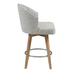 Bar Stools & Counter Height Stools-Kirkland's Home Button Tufted Back Swivel Counter Stool Gray