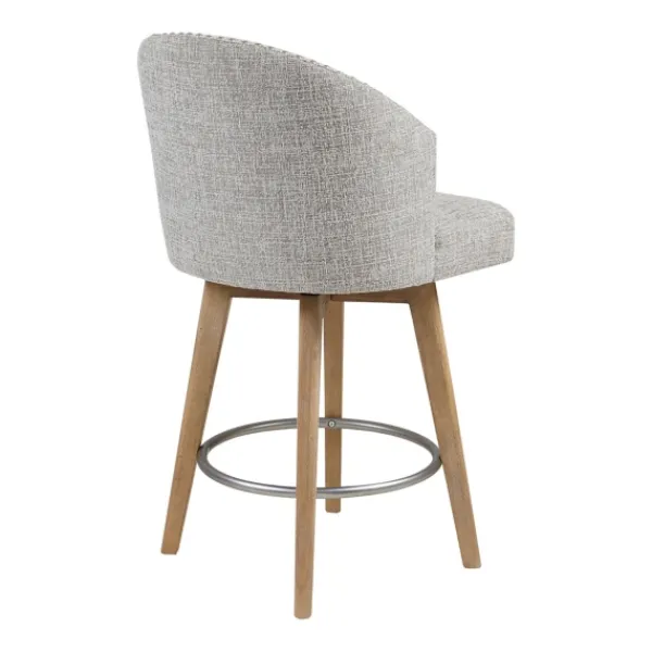 Bar Stools & Counter Height Stools-Kirkland's Home Button Tufted Back Swivel Counter Stool Gray