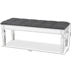 Benches & Ottomans-Kirkland's Home Button Tufted Bench With Mirrored Base Gray