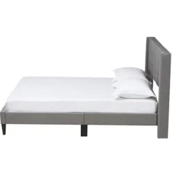 Beds & Headboards-Kirkland's Home Button Tufted Headboard Full Platform Bed Gray