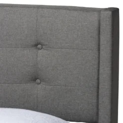 Beds & Headboards-Kirkland's Home Button Tufted Headboard Full Platform Bed Gray