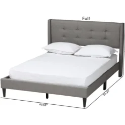 Beds & Headboards-Kirkland's Home Button Tufted Headboard Full Platform Bed Gray