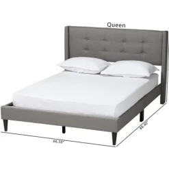 Beds & Headboards-Kirkland's Home Button Tufted Headboard Full Platform Bed Gray