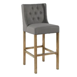 Bar Stools & Counter Height Stools-Kirkland's Home Button Tufted Kia Barstool Gray