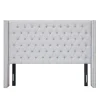 Beds & Headboards-Kirkland's Home Button Tufted Nailhead Trim Queen Headboard Gray