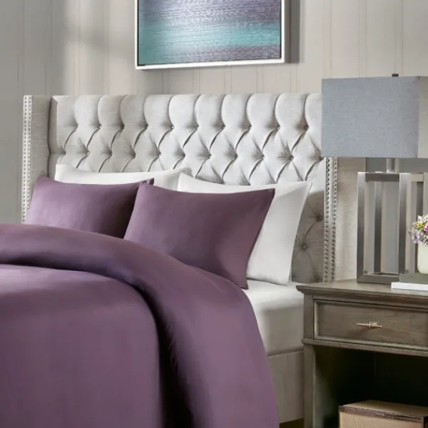 Beds & Headboards-Kirkland's Home Button Tufted Nailhead Trim Queen Headboard Gray