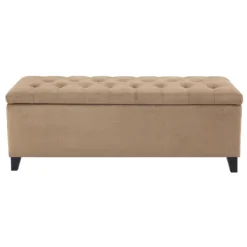 Benches & Ottomans-Kirkland's Home Button Tufted Storage Bench Brown