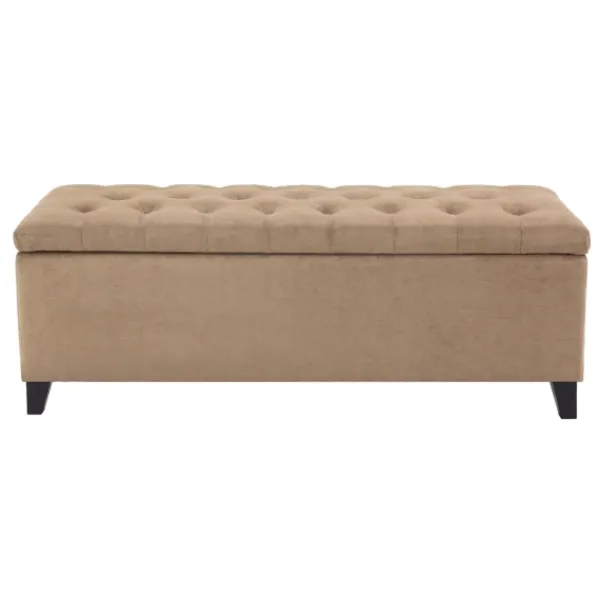 Benches & Ottomans-Kirkland's Home Button Tufted Storage Bench Brown