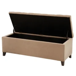 Benches & Ottomans-Kirkland's Home Button Tufted Storage Bench Brown