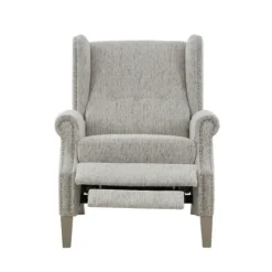 Accent Chairs-Kirkland's Home Button Tufted Upholstered Push Back Recliner Gray