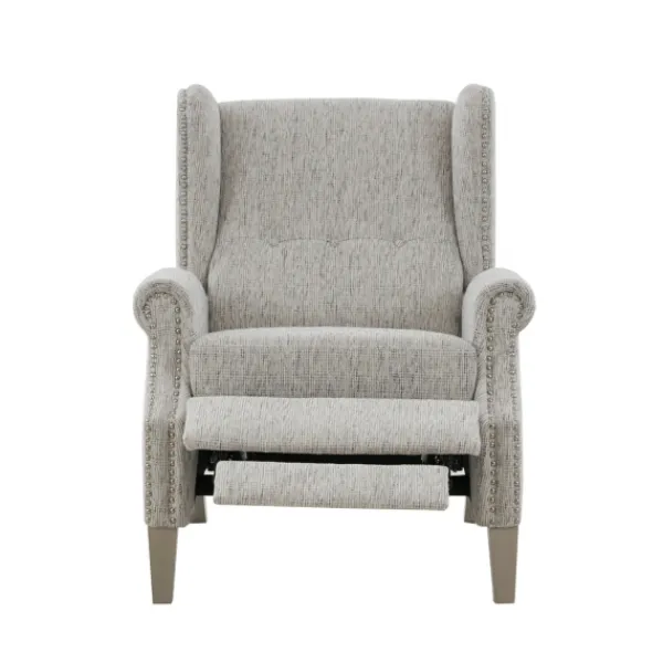 Accent Chairs-Kirkland's Home Button Tufted Upholstered Push Back Recliner Gray