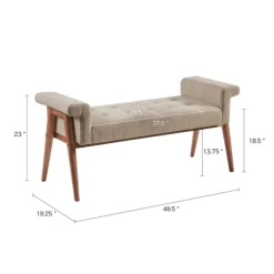 Benches & Ottomans-Kirkland's Home Button Tufted Wood Bench Tan