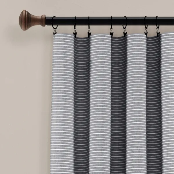 Curtains & Drapes-Kirkland's Home Buttons And Stripes Curtain Panel Set, 84 In. Gray