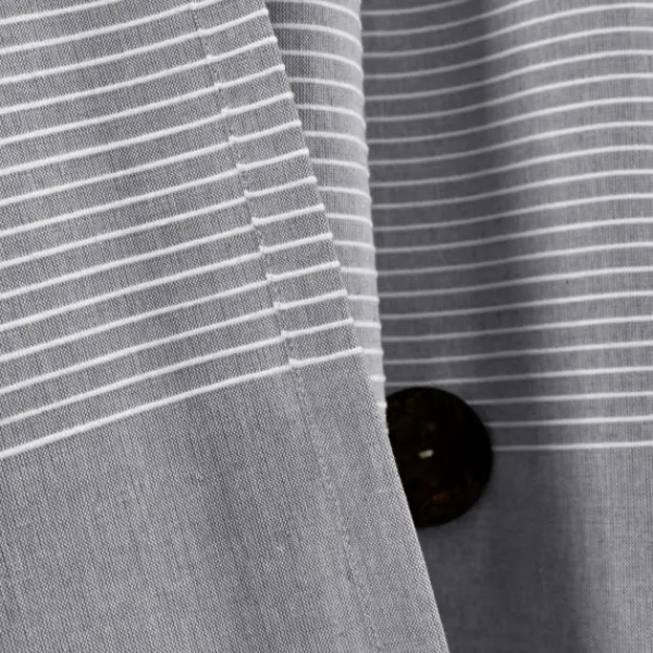Curtains & Drapes-Kirkland's Home Buttons And Stripes Curtain Panel Set, 84 In. Gray