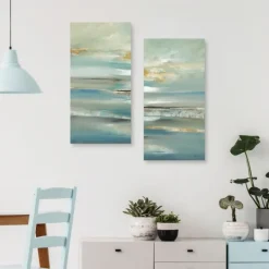 Canvas Art-Kirkland's Home By The Water Iii Canvas Art Prints, Set Of 2 Blue/Gray