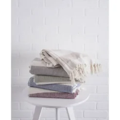 Blankets & Throws-Kirkland's Home Cabana Stripe Throw Gray