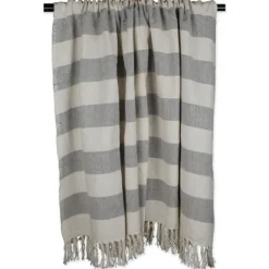 Blankets & Throws-Kirkland's Home Cabana Stripe Throw Gray
