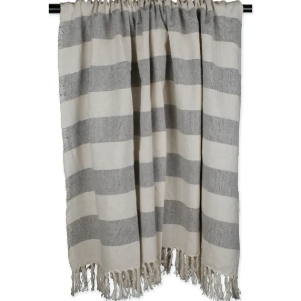 Blankets & Throws-Kirkland's Home Cabana Stripe Throw Gray