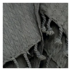 Blankets & Throws-Kirkland's Home Cable Knit Tassel Throw Gray