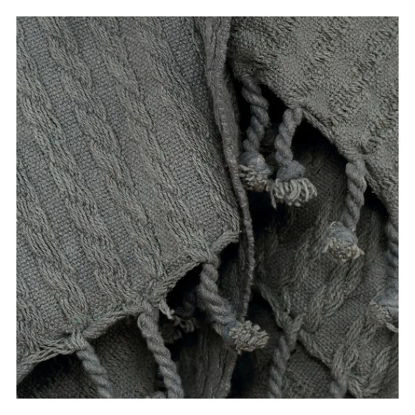 Blankets & Throws-Kirkland's Home Cable Knit Tassel Throw Gray