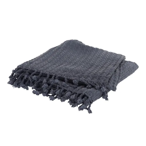 Blankets & Throws-Kirkland's Home Cable Knit Tassel Throw Blue
