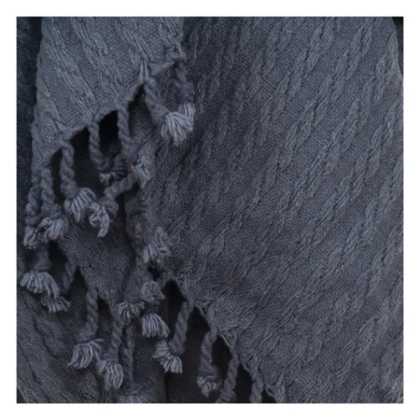 Blankets & Throws-Kirkland's Home Cable Knit Tassel Throw Blue