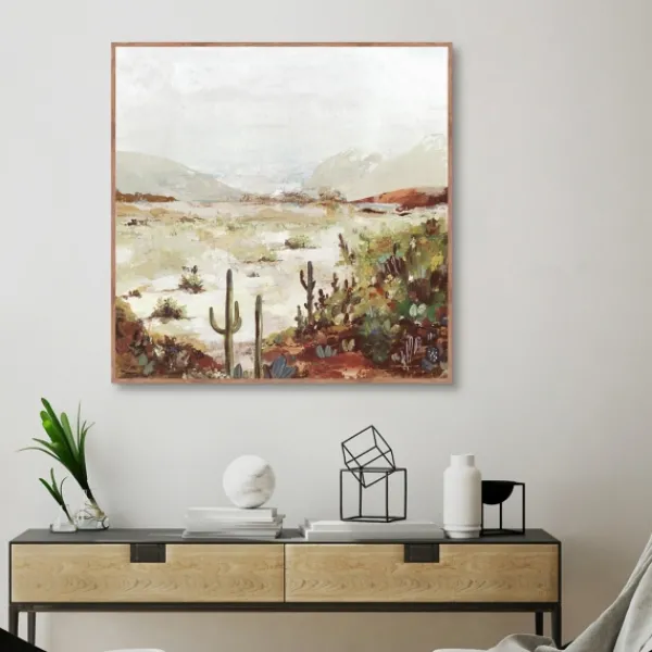 Framed Art-Kirkland's Home Cactus Canyon Western Framed Canvas Art White/Green/Brown