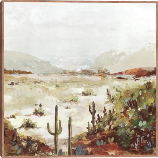 Framed Art-Kirkland's Home Cactus Canyon Western Framed Canvas Art White/Green/Brown