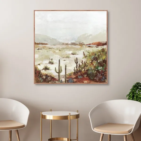 Framed Art-Kirkland's Home Cactus Canyon Western Framed Canvas Art White/Green/Brown