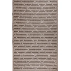 Outdoor Rugs-Kirkland's Home Cafe Geo Lattice Outdoor Area Rug, 4X7 Brown