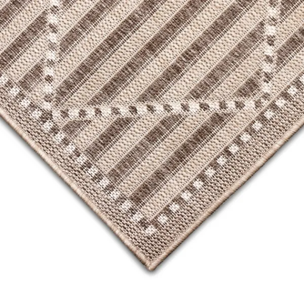 Outdoor Rugs-Kirkland's Home Cafe Geo Lattice Outdoor Area Rug, 7X9 Brown