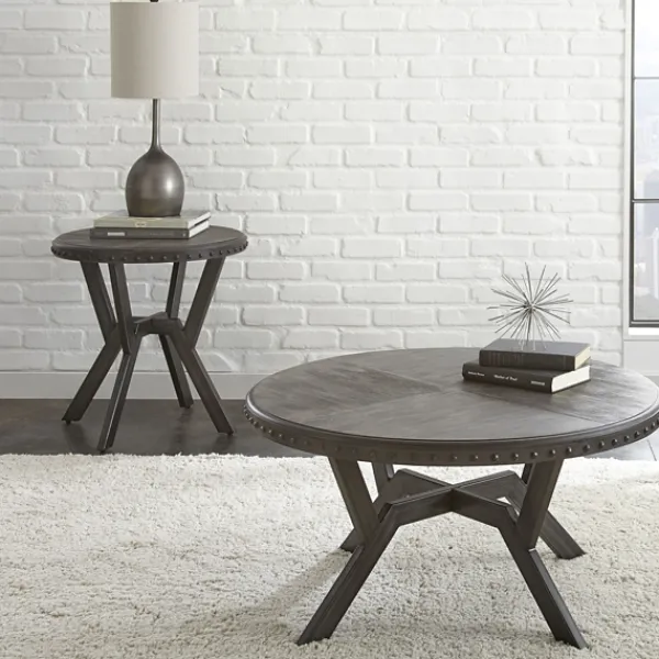 Coffee Tables-Kirkland's Home Calvert Round Coffee Table Gray