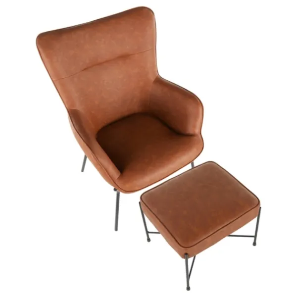 Accent Chairs-Kirkland's Home Camel Faux Leather 2-Pc. Chair And Ottoman Set Brown