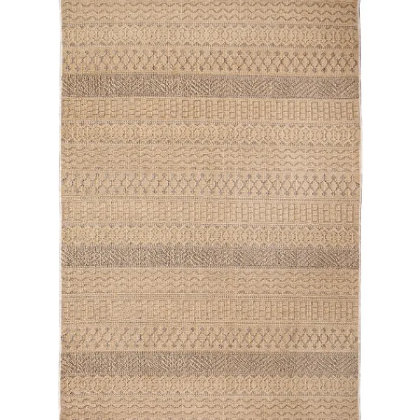 Outdoor Rugs-Kirkland's Home Camel Linear Sundry Outdoor Area Rug, 6X9 Tan