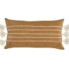 Pillows-Kirkland's Home Camel Vegan Leather Tasseled Lumbar Pillow Tan