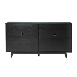 Cabinets & Sideboards-Kirkland's Home Cane Wood Storage Media Cabinet Black